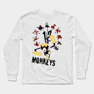 Monkey Clock Illustration Long Sleeve T-Shirt